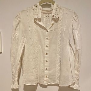 LoveShackFancy button down cotton blouse